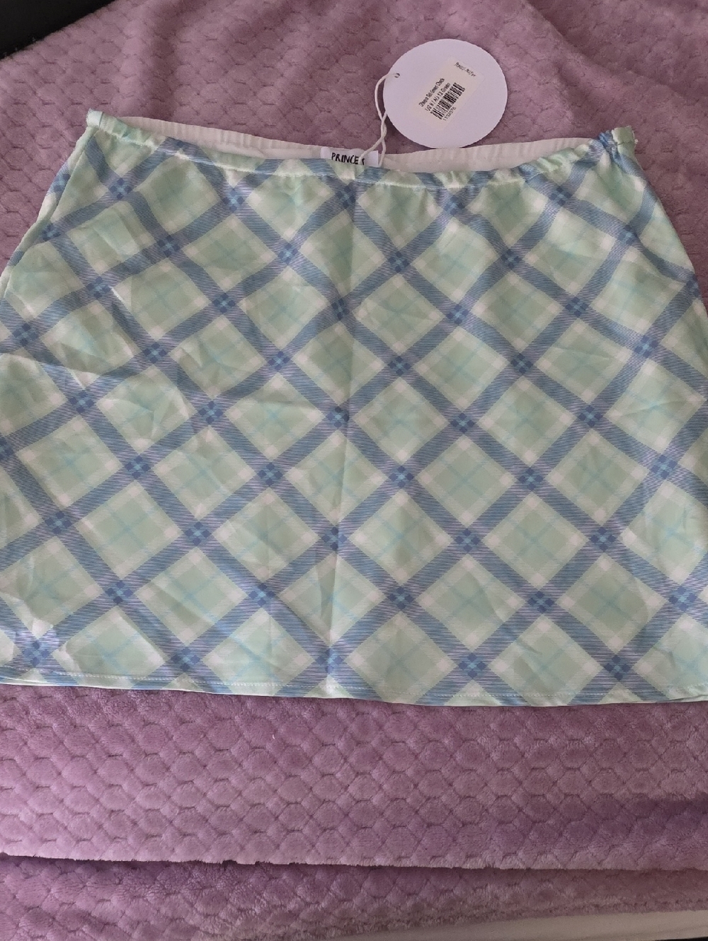 Princess Polly Mint and Light Blue Plaid Mini Skirt